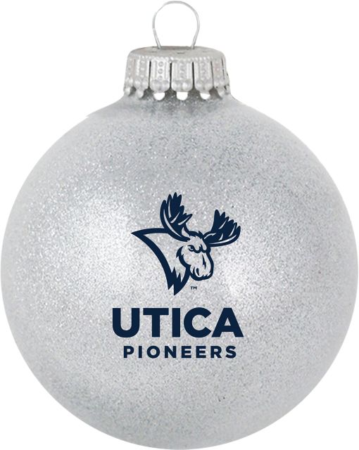 Utica University Sparkle Glass Ball Ornament