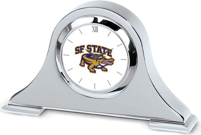 CSI Silver Napoleon Desk Clock With Colored Medallion - ONLINE ONLY