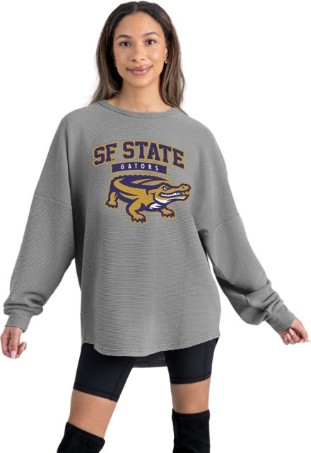 San Francisco State University Women's Crewneck Essential Corded Pullover with Ribbed Knit Cuff Detail