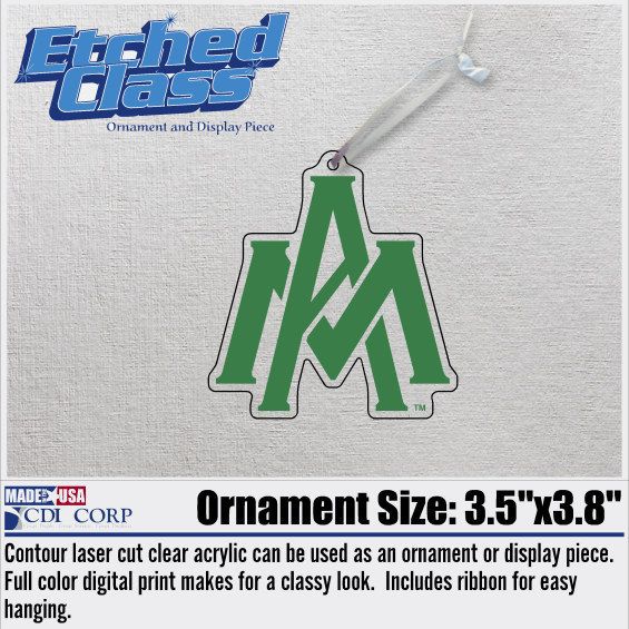 University of Arkansas at Monticello 3"x4" Glass Ornament