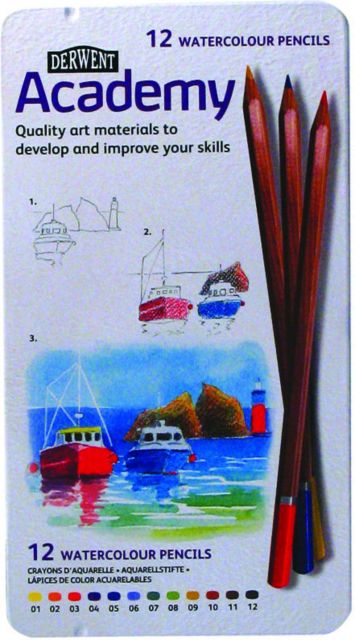 Derwent Acad Watercolor Pencil Tin 12 Set