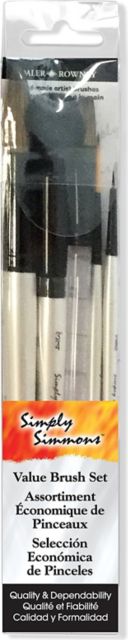 SIMPLY SIMMONS BRUSH WATERCOLOR NATURAL & SYNTHETIC 5 PIECE SET