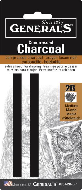 COMPRESSED CHARCOAL SQUARE 2B MEDIUM 2/CD