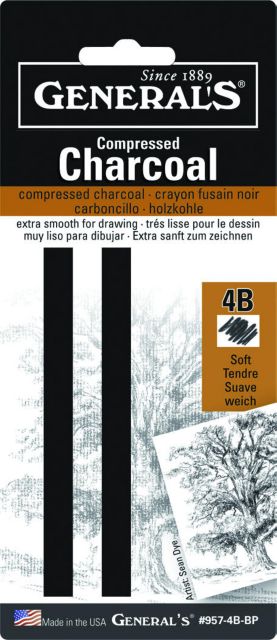 Compressed Charcoal Square 4B Medium 2 Count