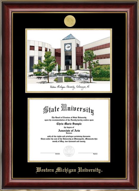 Western Michigan University Classic 8.5 x 11 Mahogany Diploma Frame with Gold Trim
