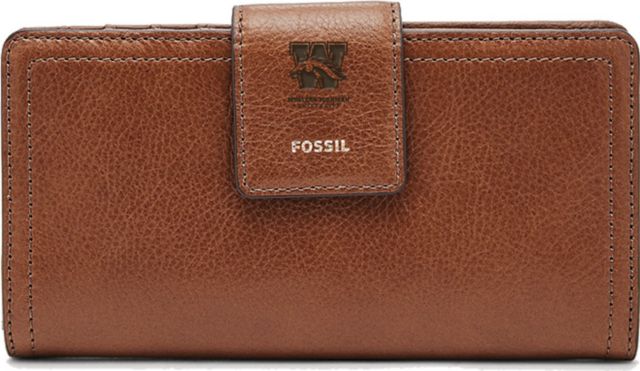 Fossil Leather Logan RFID Tab Clutch - Brown - ONLINE ONLY
