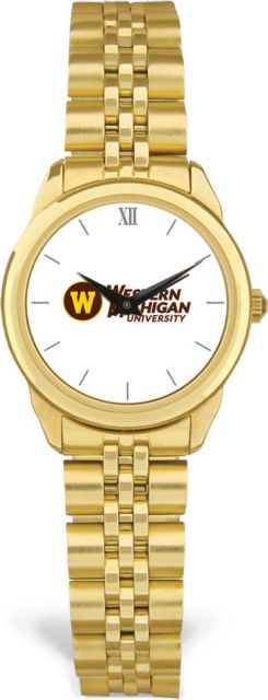Western Michigan University CSI Women's Gold Rolled Link Watch (Gift Box) with Colored Medallion - ONLINE ONLY