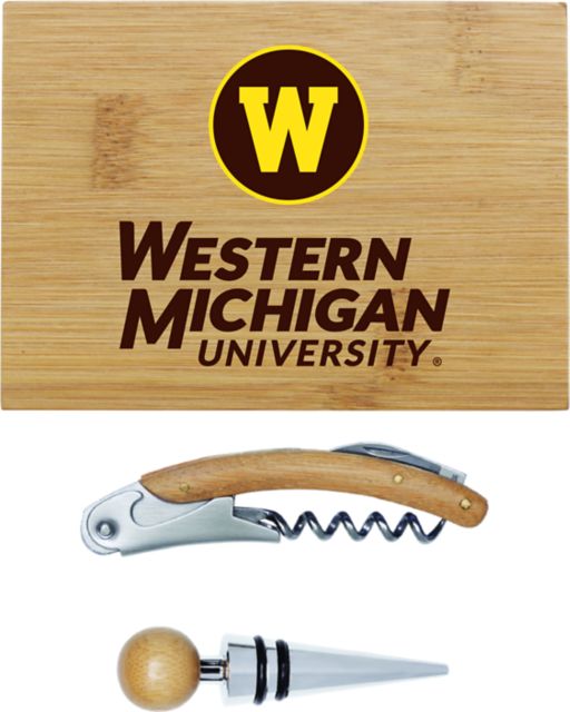 Western Michigan University Bamboo Wine Tool Set
