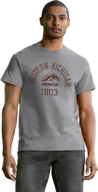 : Western Michigan University Official One Color Broncos Logo  Unisex Adult Long-Sleeve T Shirt, Athletic Heather, Small : Sports &  Outdoors