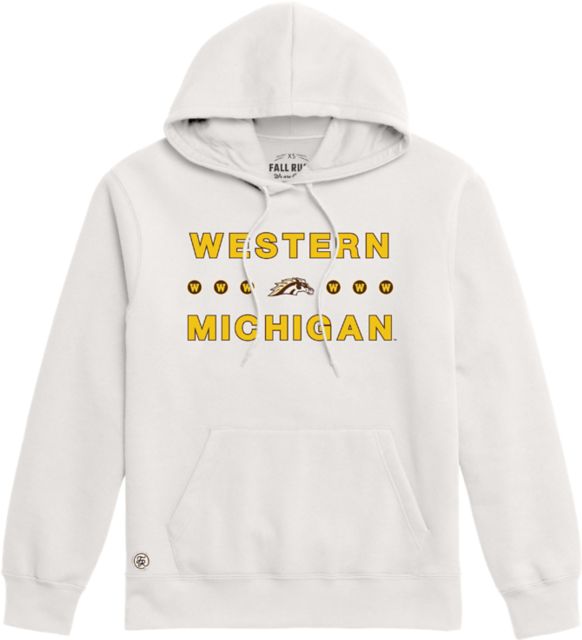 Western Michigan University Broncos Hooded Sweatshirt | Fall Rush | Varsity White | Small