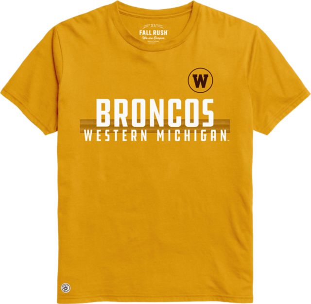 Western Michigan University Broncos Short Sleeve T-Shirt | Fall Rush | Athletic Gold | Small