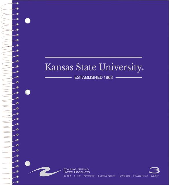 Kansas State University 3 Subject Notebook