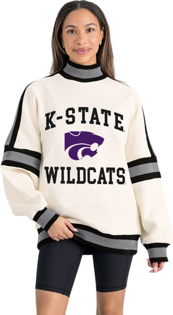 Kansas State University Women's Oversized Turtleneck Pullover with Bold Stretch-Knit Striped Detail