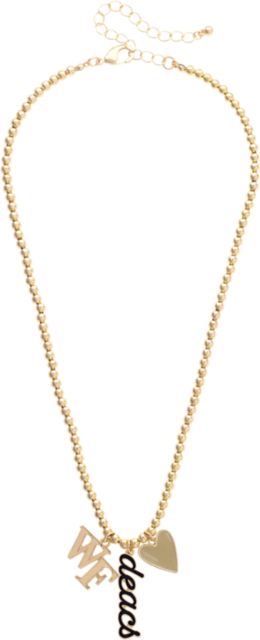 Wake Forest University Women's Wake Forest Demon Deacons Ball Bead Charm Necklace in Shiny Gold