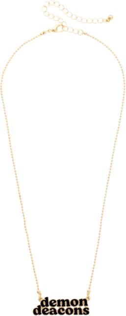 Wake Forest University Women's Wake Forest Demon Deacons Slogan Necklace in Black/Shiny Gold