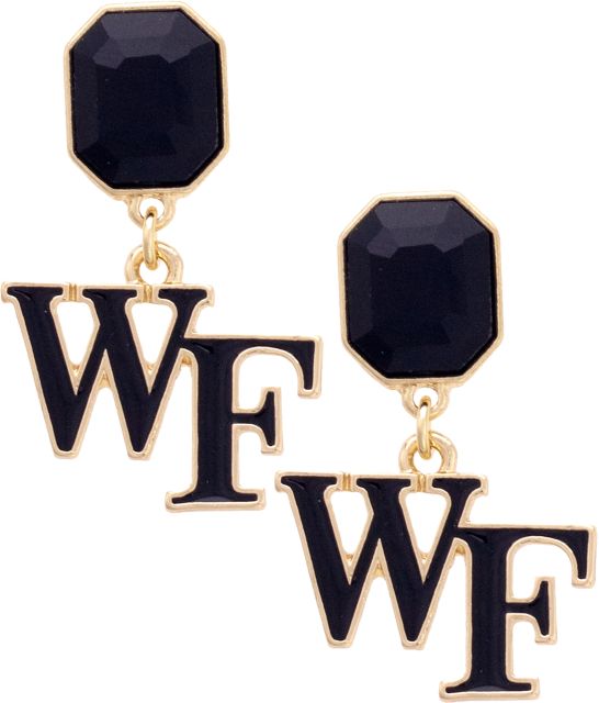 Wake Forest University Women's Wake Forest Demon Deacons Rhinestone Enamel Logo Earrings in Shiny Gold