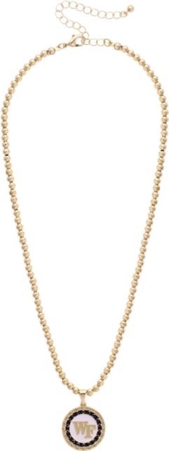 Wake Forest University Women's Wake Forest Demon Deacons Pave Disc Necklace in Shiny Gold
