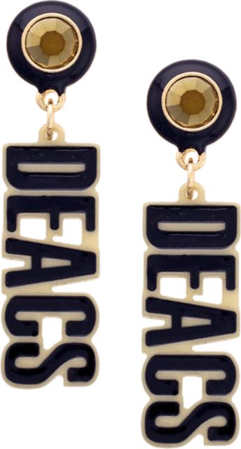 Wake Forest University Women's Wake Forest Demon Deacons Resin Block Letter Earrings in Black
