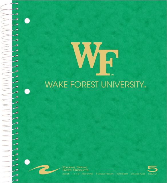 Wake Forest University 5 Subject Notebook 200-Sheet