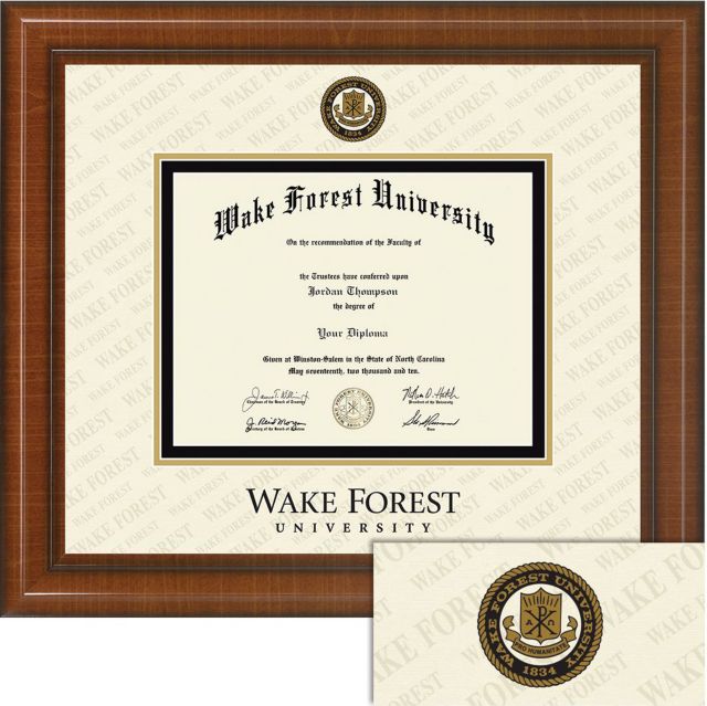 Wake Forest University, Dimensions Plus Diploma Frame. Bachelors, Masters, PhD.