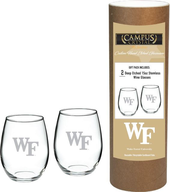 Wake Forest University 15 oz. Stemless Wineglass - Set of 2