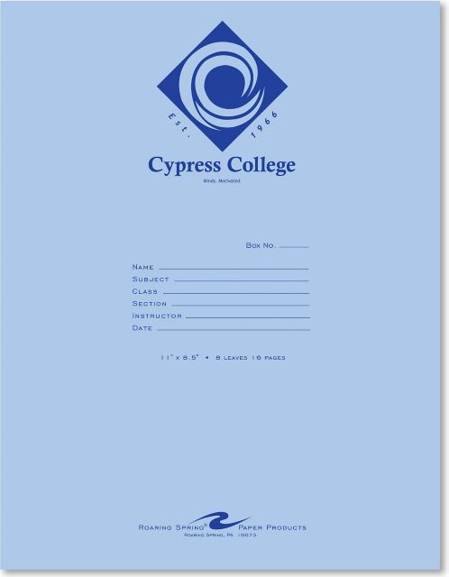 Cypress College 11 x 8.5 Blue Book
