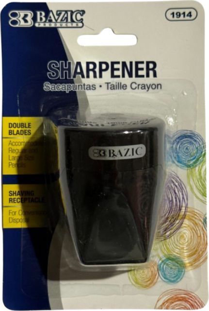 BAZIC Dual Hole Pencil Sharpener with Receptacle  Diamond Shape