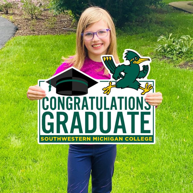 Southwestern Michigan College Grad Lawn Sign with Stakes
