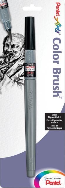 Color Brush Pen Black Pigmented Carded