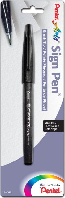 Sign Pen With Brush Tip Black