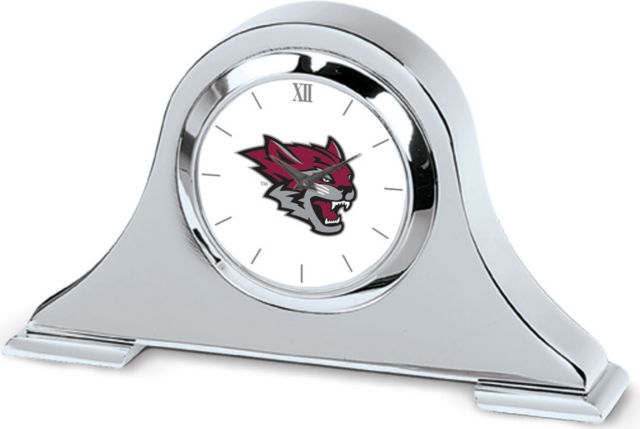 California State University Chico CSI Silver Napoleon Desk Clock with Colored Medallion - ONLINE ONLY