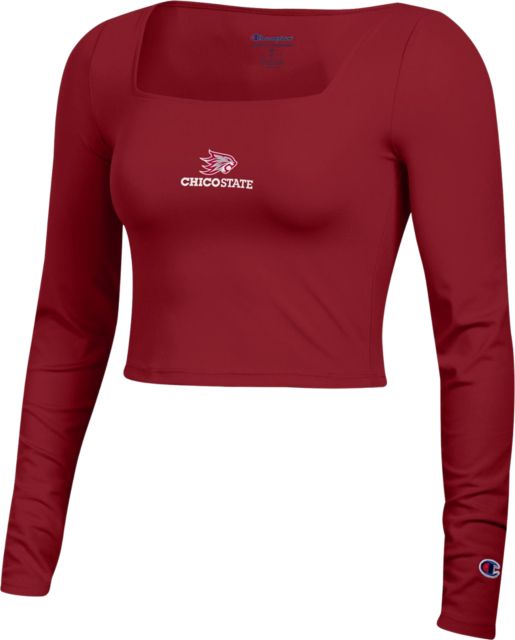 California State University Chico Women's Square Neck Cropped Long Sleeve T-Shirt