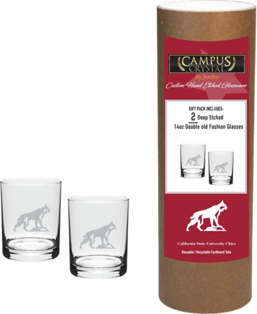 California State University Chico 14 oz. Double Old Fashion Glass - Set of 2