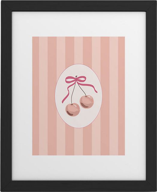 Bow Cherries by Deny Designs Framed Art Print Modern Black