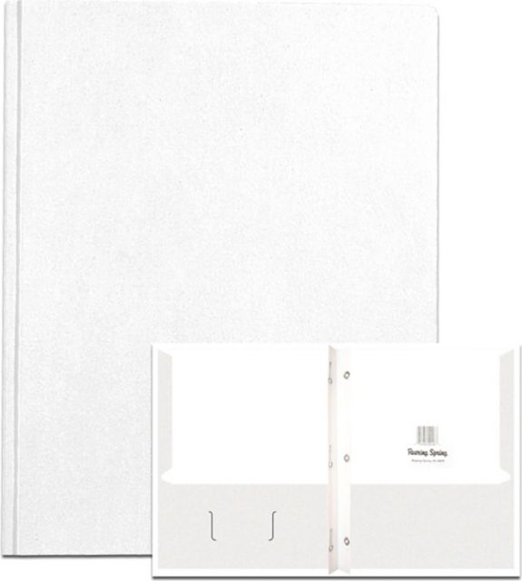 2 Pocket Folder w/prongs Antique White Paper Folder