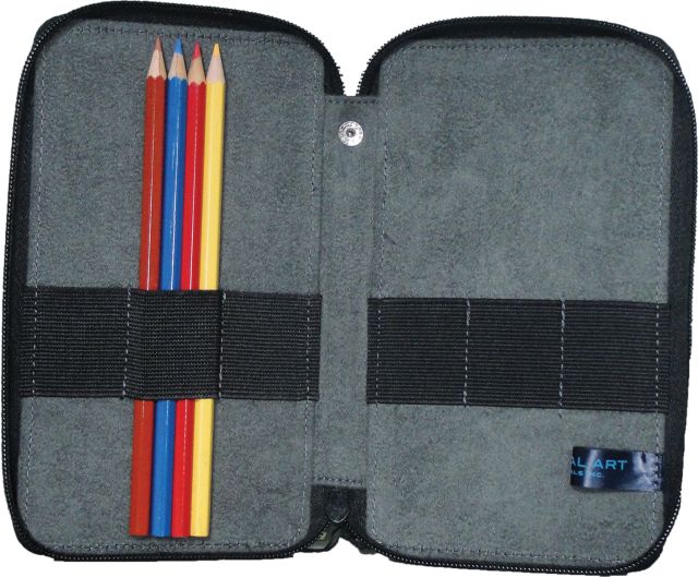 CANVAS PENCIL CASE STEEL BLUE 24 CAPACITY