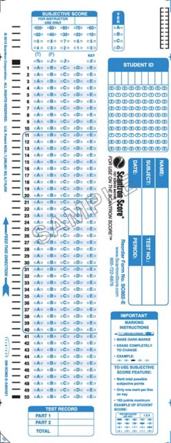 SCANTRON TEST SHT 100Q X 5A ID