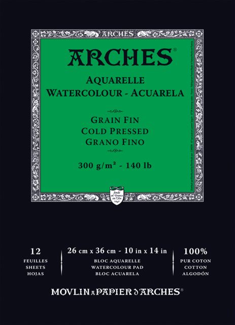 ARCHES WATERCOLOR PAD COLDPRESS 10X14 12 SHEETS