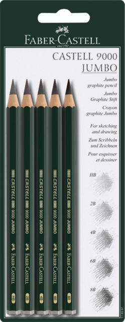 GRAPHITE CASTELL 9000 JUMBO PENCILS 5-SET