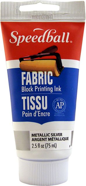 Block Printing Ink Fabric 2.5OZ Metallic Silver