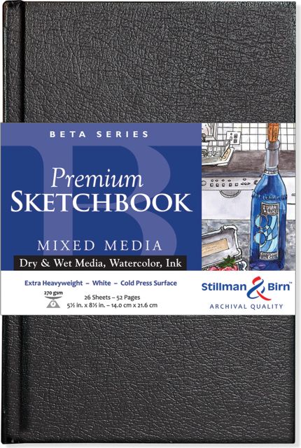 BETA HARDBOUND SKETCHBOOK 5.5X8.5 WHITE EXTRA HEAVY WEIGHT 26 SHEETS