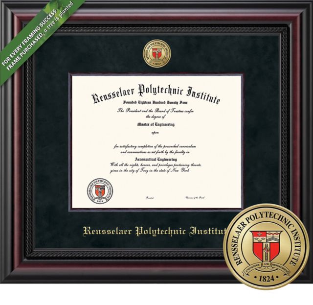 Rensselaer Polytechnic Institute Legacy 11 x 14 Diploma with Suede mat, Wood Fillet and Medallion - ONLINE ONLY