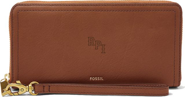 Fossil Leather Logan RFID Zip Around Clutch - Brown - ONLINE ONLY