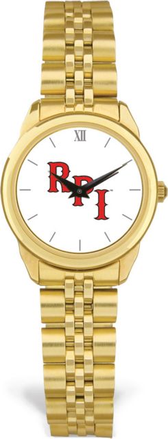 Rensselaer Polytechnic Institute CSI Women's Gold Rolled Link Watch (Gift Box) with Colored Medallion - ONLINE ONLY