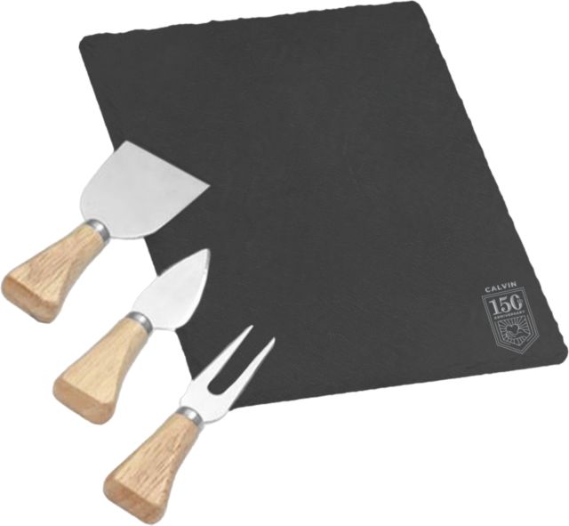 Calvin University 150th Anniversary 4 Piece Slate Cheese Serving Set 150th Anniversary Badge Engraved - ONLINE ONLY