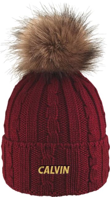 Calvin University Women's Fur Pom Beanie