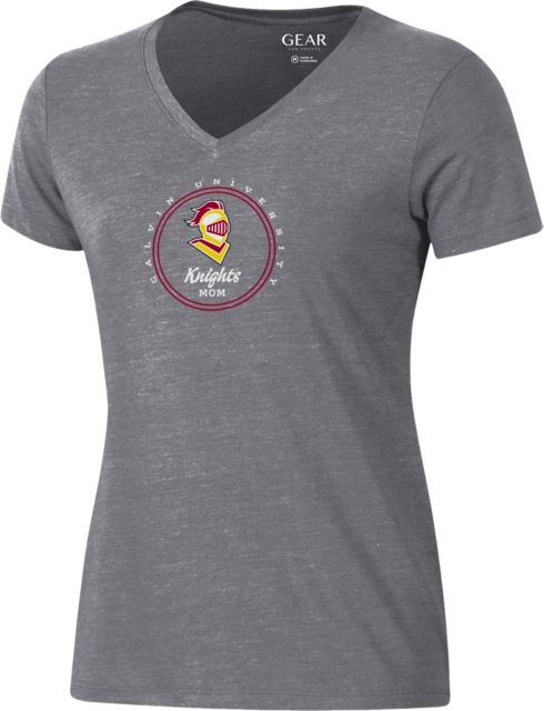 Calvin University Women's Mom V-Neck Short Sleeve T-Shirt
