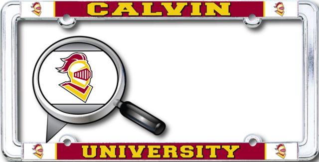 Calvin University Thin Dome License Plate Frame