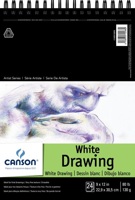 PURE WHITE DRAWING PAD 9X12 24 SHEETS