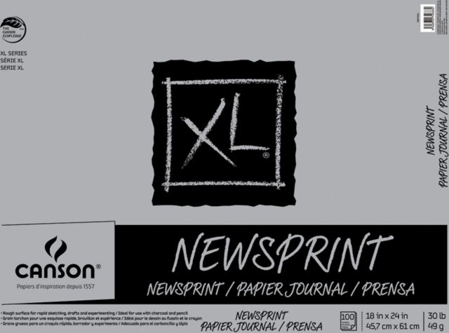 Canson Newsprint Paper Pad Rough 18 x 24 Tape Bound 100 Sheets